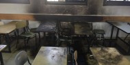 قطعان المستوطنين يحرقون صفا دراسيا جنوب نابلس